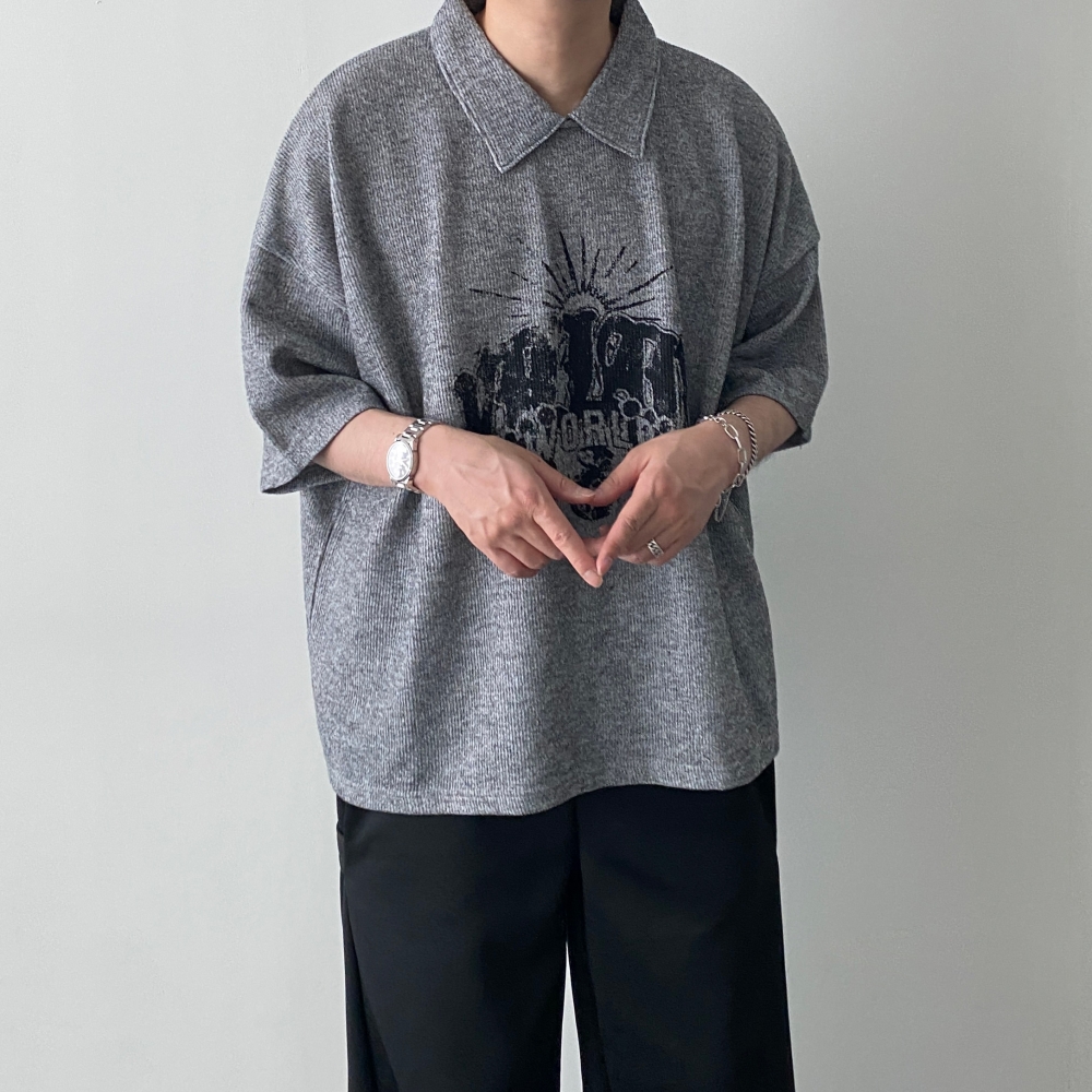 남자오버핏반팔티 7부 카라반팔티 - 상세 이미지 4
