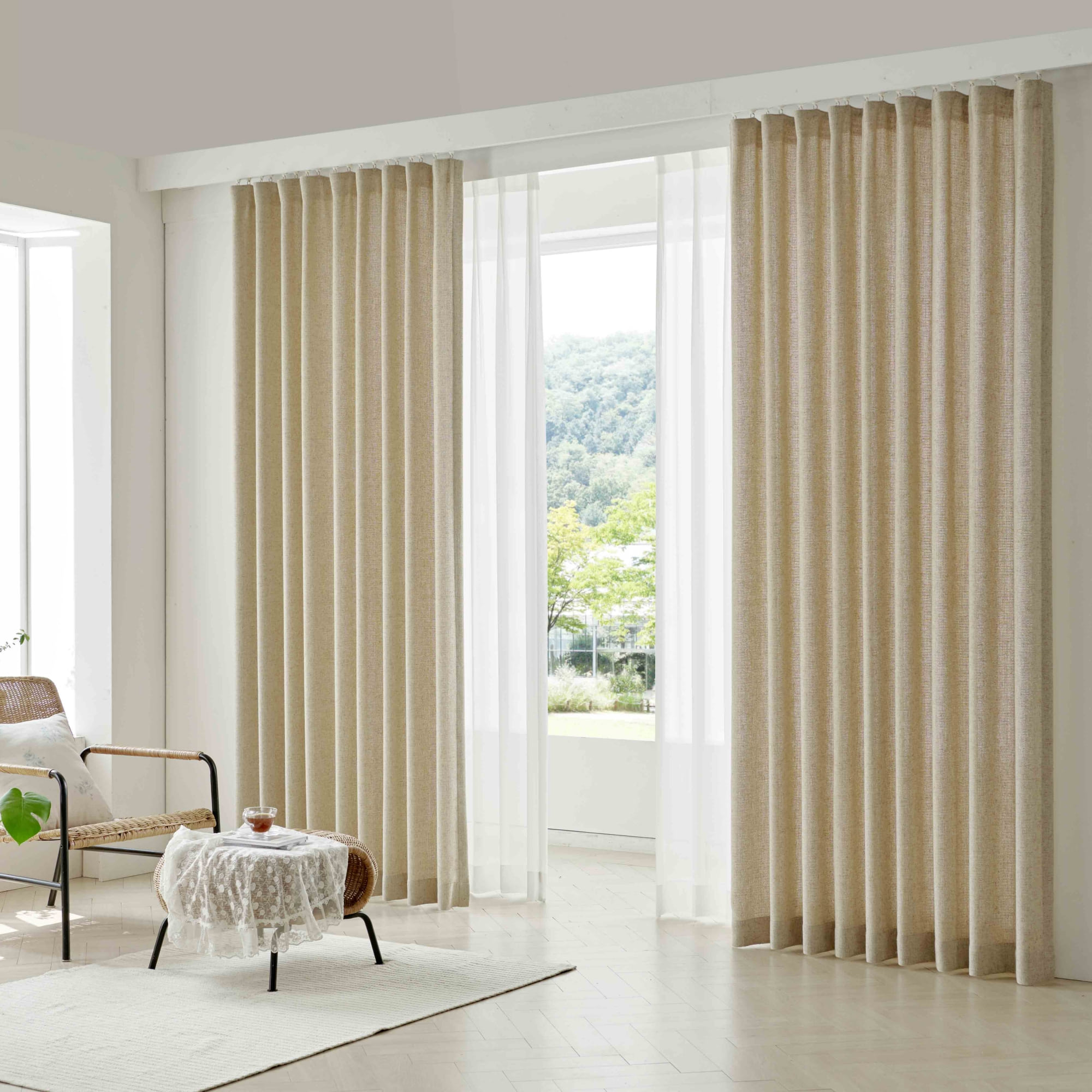 린넨 거실 안방 커튼 이음선 없는 고급 커튼