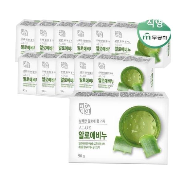 [무궁화]자연미인 알로에비누 90g x 12개 : 씨유니