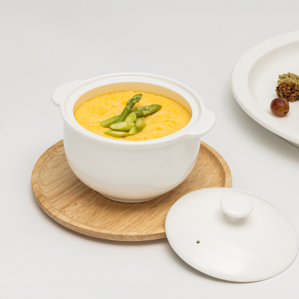 윤도자기 당당 화이트 계란찜기 세트 도자기 계란찜용기 전자레인지 라면용기