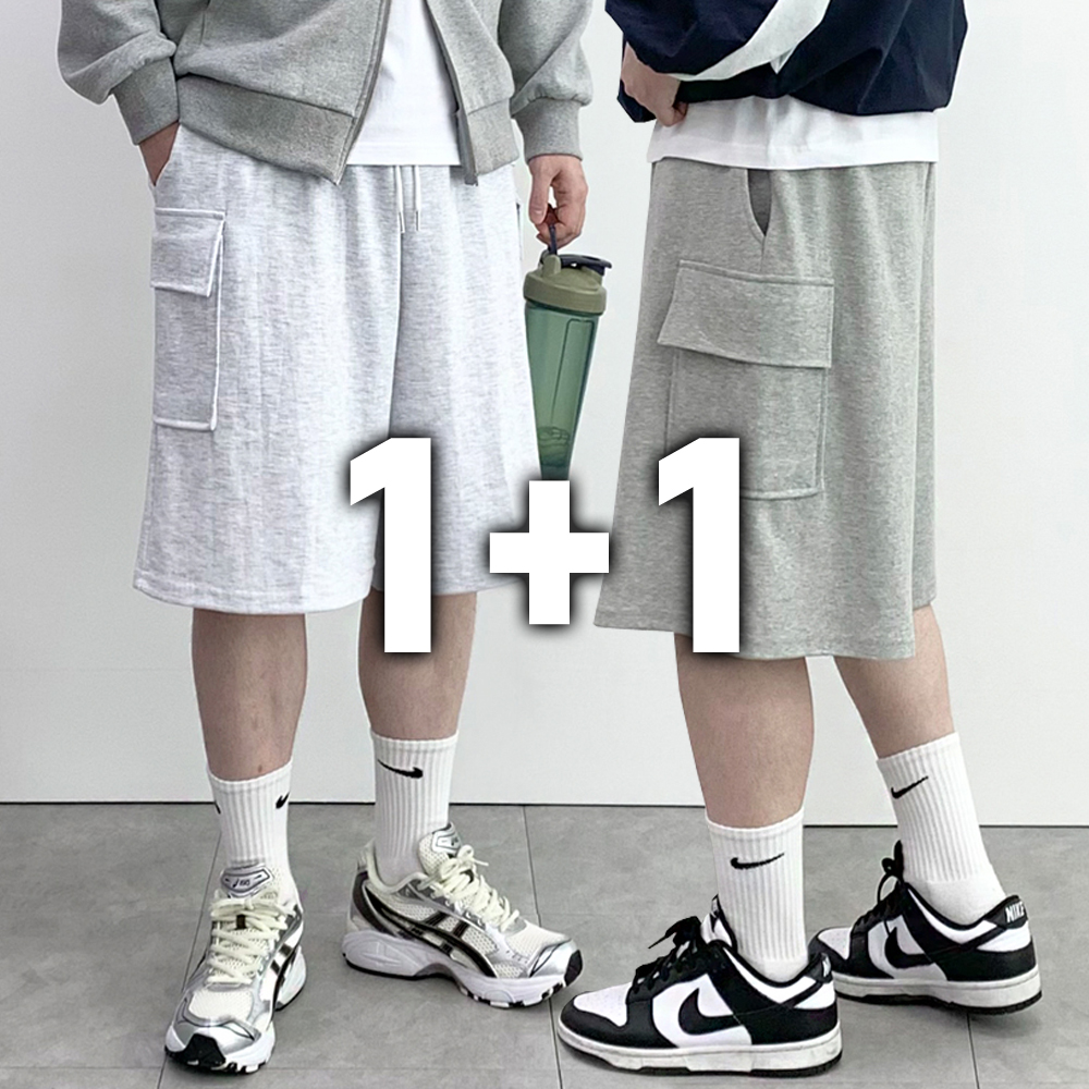 1+1 남자버뮤다팬츠 카고반바지 남자7부반바지 - 상품 이미지
