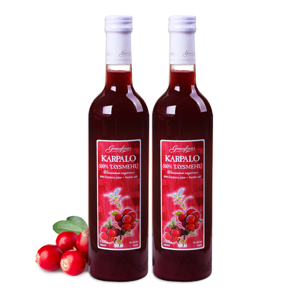 핀란디아 핀란드산 그린핀스 크랜베리 원액 주스 500ml 2병 - 메인 이미지