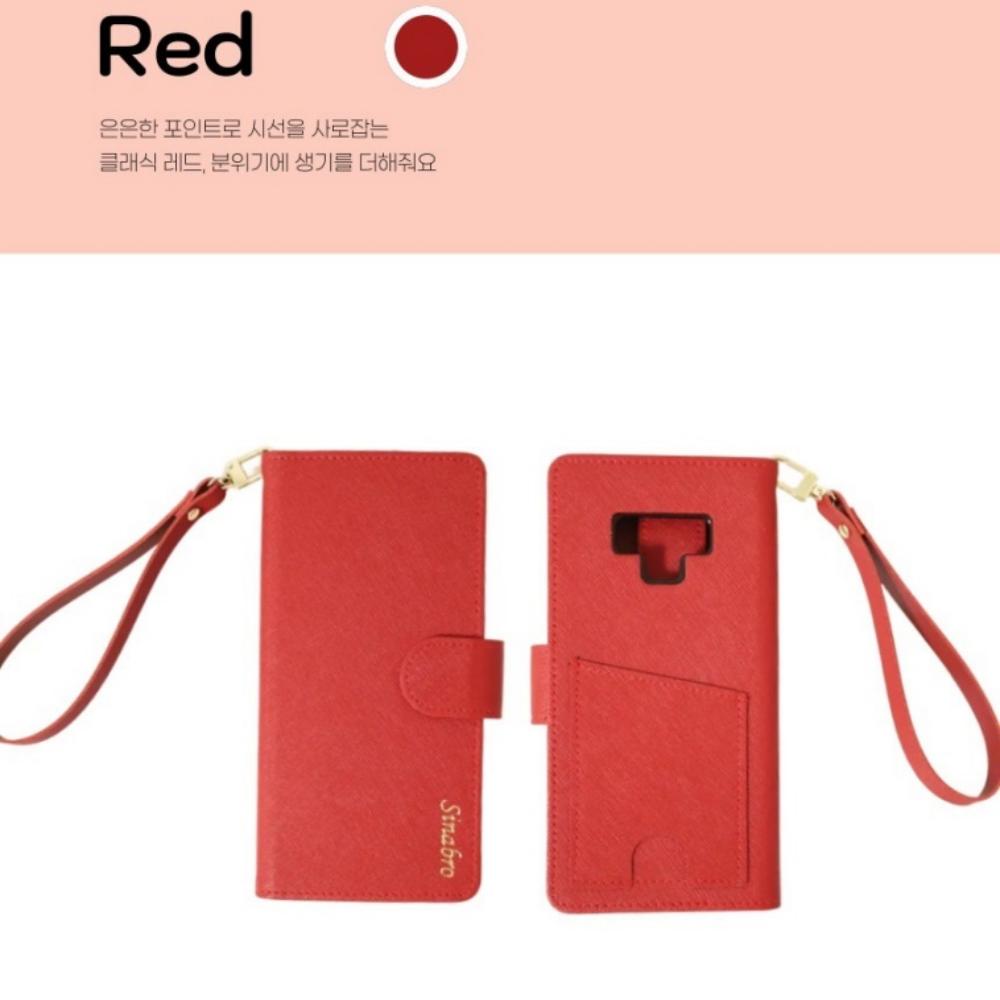 브로 천연 소가죽 다이어리 지갑 케이스 레드, 갤럭시 노트5 - 상세 이미지 3