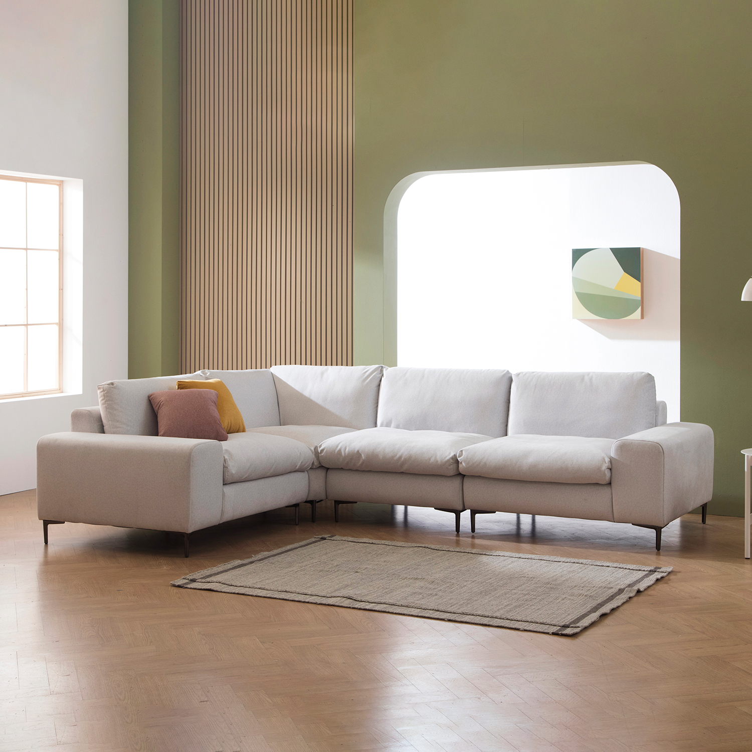 헤르짐머 포베레 4인 모듈 코너형 기능성 펫프렌들리 패브릭 소파