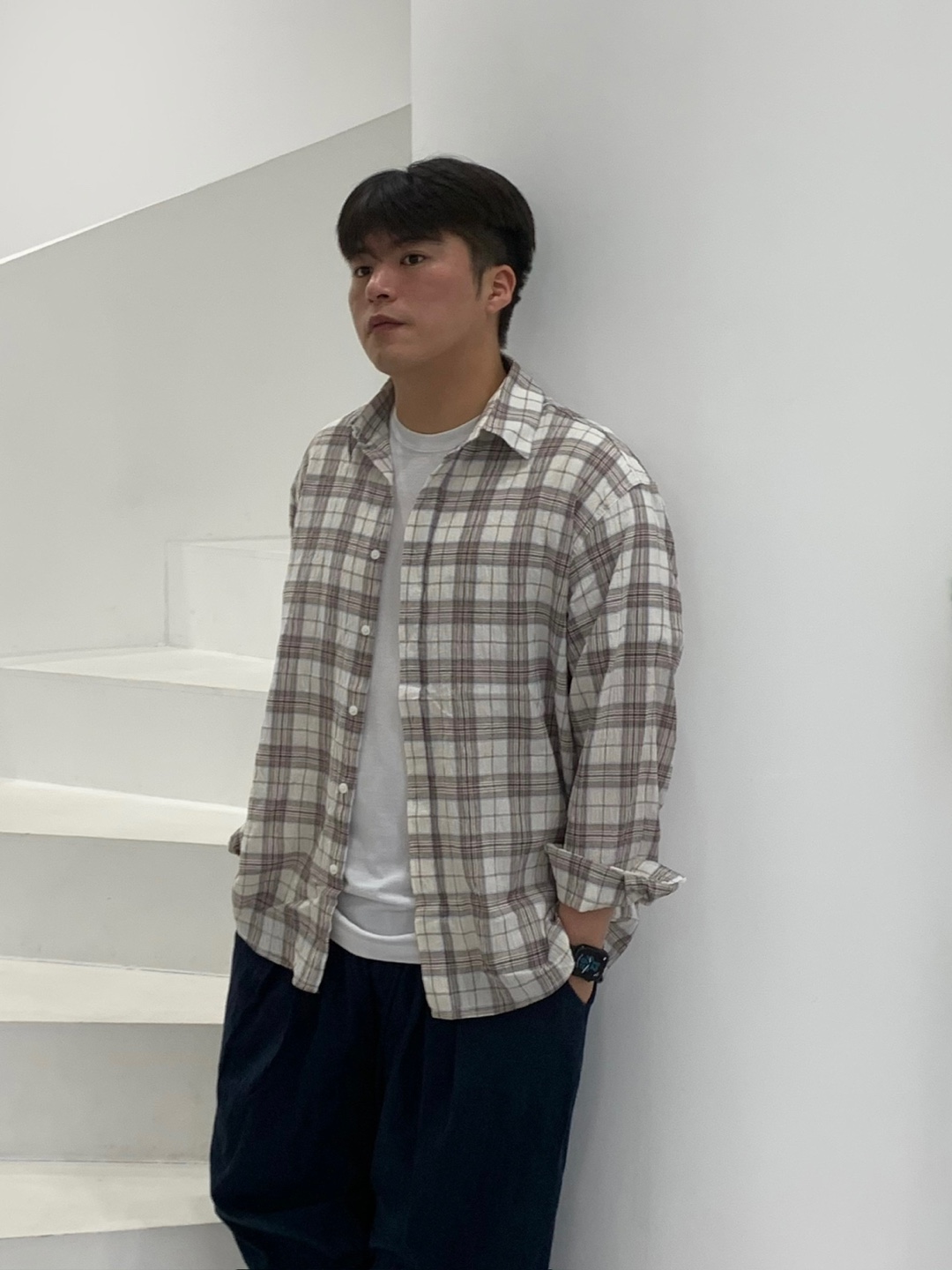 타탄체크 오버핏셔츠 여름 린넨셔츠 이미지 6
