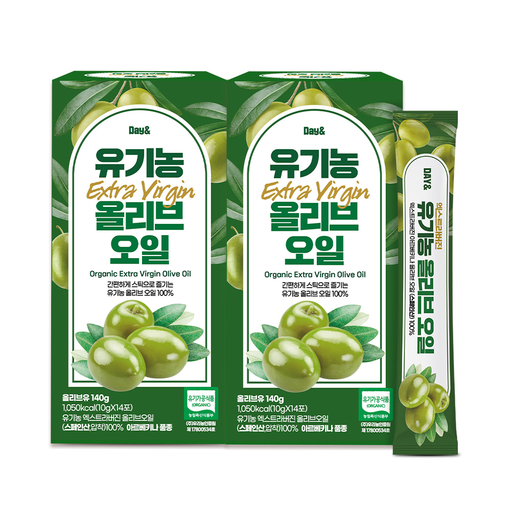 데이앤 유기농 엑스트라버진 올리브 오일 100% 올리브스틱 140ml, 2개