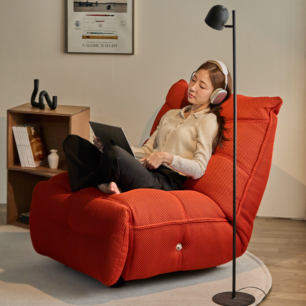 헤르짐머 렌토 전동 리클라이너 흔들의자 패브릭 싱글 소파 스툴미포함, 베이지, 1인용