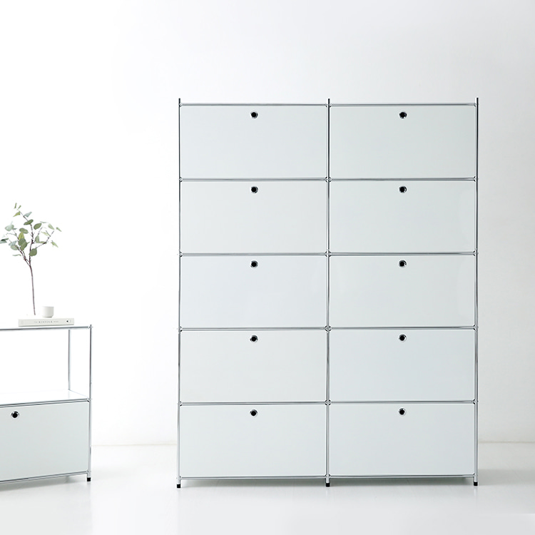 심플리 5x2 수납장 10문 BC103 1520mmx400mmx1960mm, 5단, 퓨어화이트 7724.1122 - 상세 이미지 3
