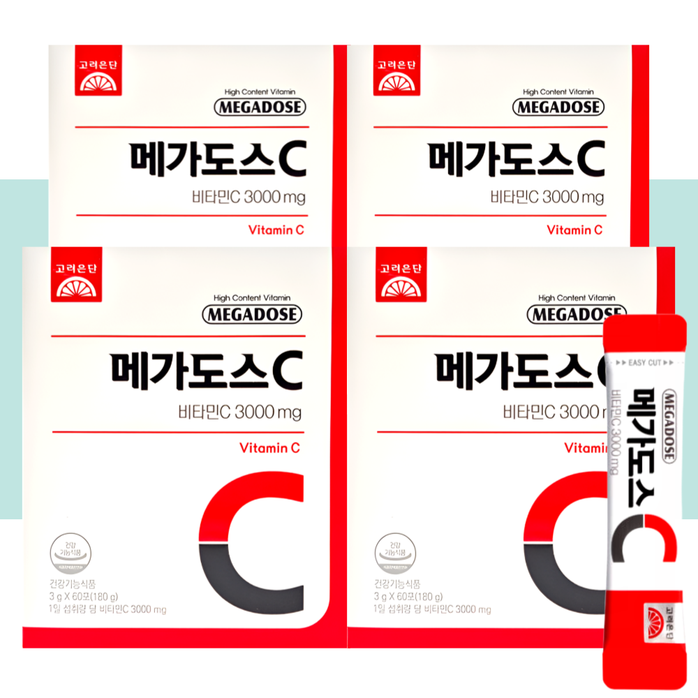 고려은단 메가도스 3000 비타민C 가루 비타민씨 60포X4박스 - 상품 이미지