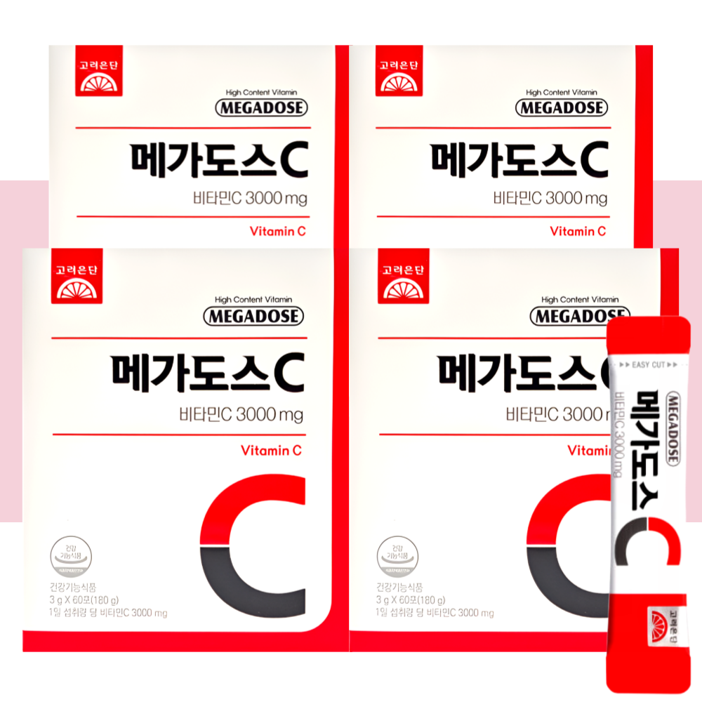 고려은단 메가도스C 3000 비타민C 가루 비타민씨 60포X4개 - 상품 이미지