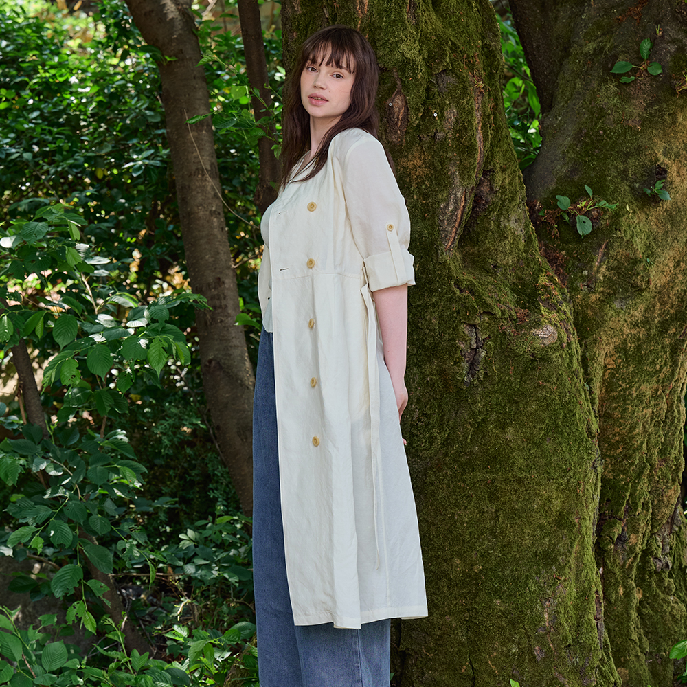 [프릭스 바이 김태훈] 핫섬머 린넨 블렌딩 하이웨이스트 트렌치 드레스_WHISPER-WHITE [아이보리] - 상세 이미지 4