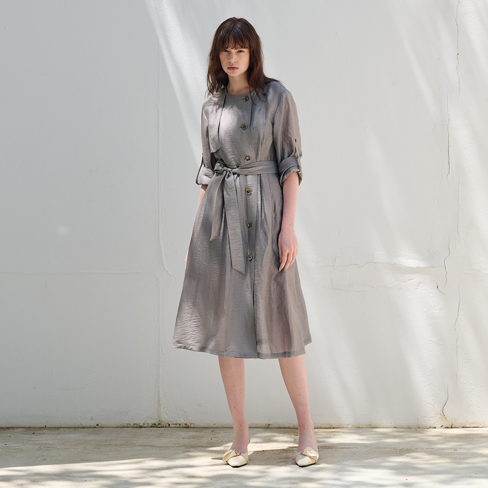 [프릭스 바이 김태훈] 핫섬머 린넨 블렌딩 하이웨이스트 트렌치 드레스_DRIFTWOOD-GRAY [드리프트우드 그레이] - 상세 이미지 3