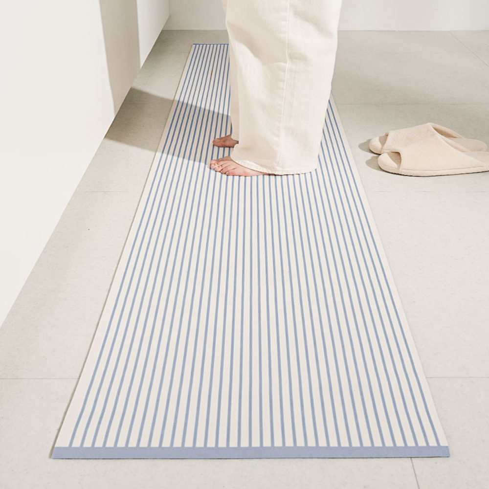 하루의공간 comfy 주방 매트 규조토 발매트 빨아쓰는 욕실 현관 베란다 블루, 45x210cm