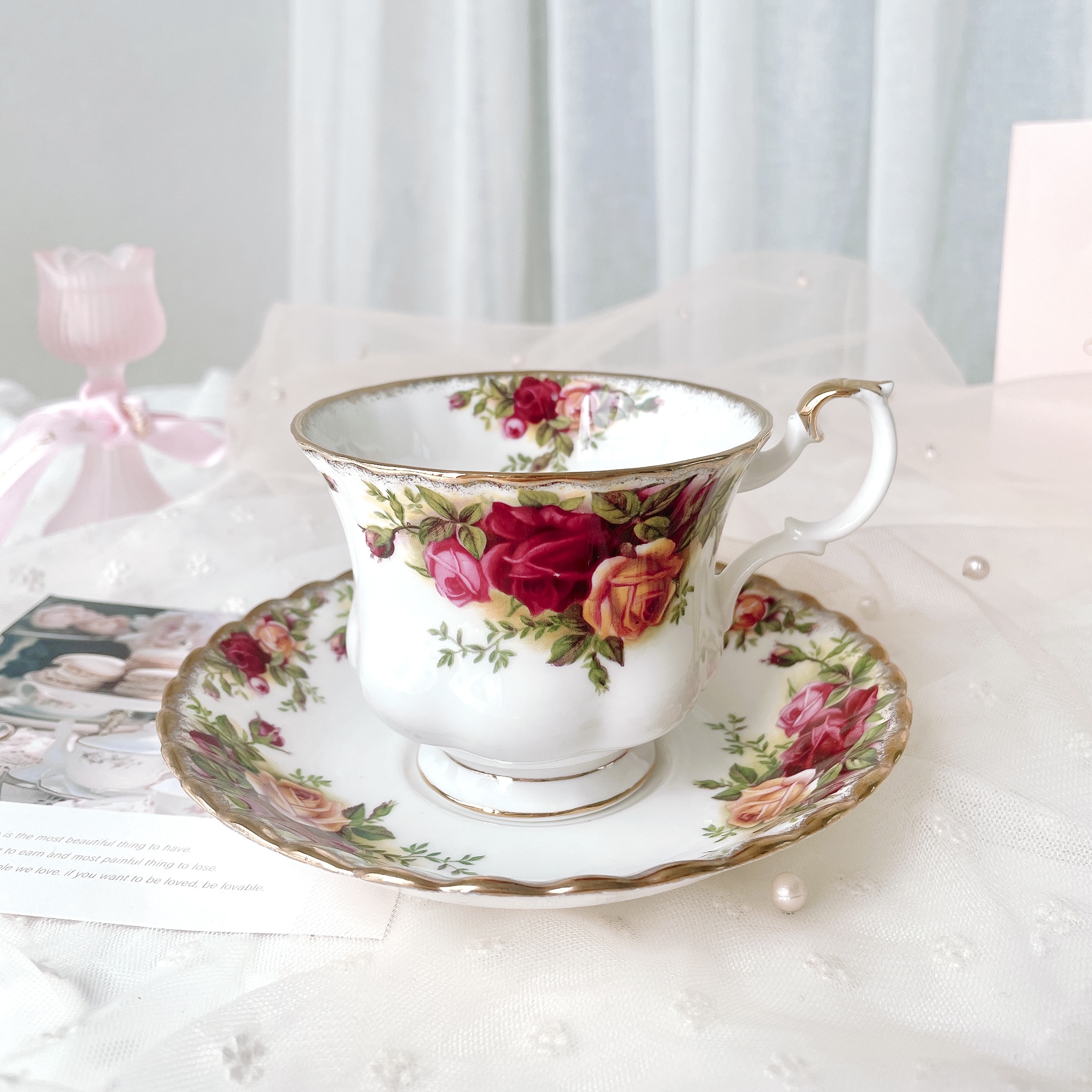 로얄알버트 황실장미 올드컨트리로즈 빈티지찻잔 명품 홍차잔 선물용 커피잔 세트