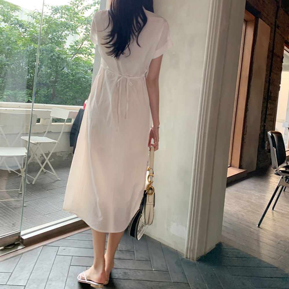 베르다 스트랩 카라 롱원피스 - 상세 이미지 4