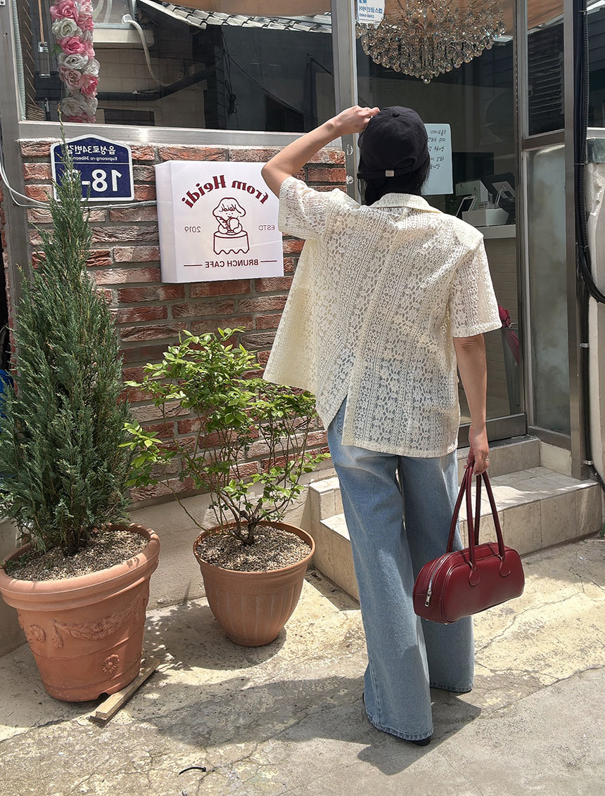 반팔 자켓 레이스 뜨게 펀칭 패드 반팔 자켓 상세 이미지 12