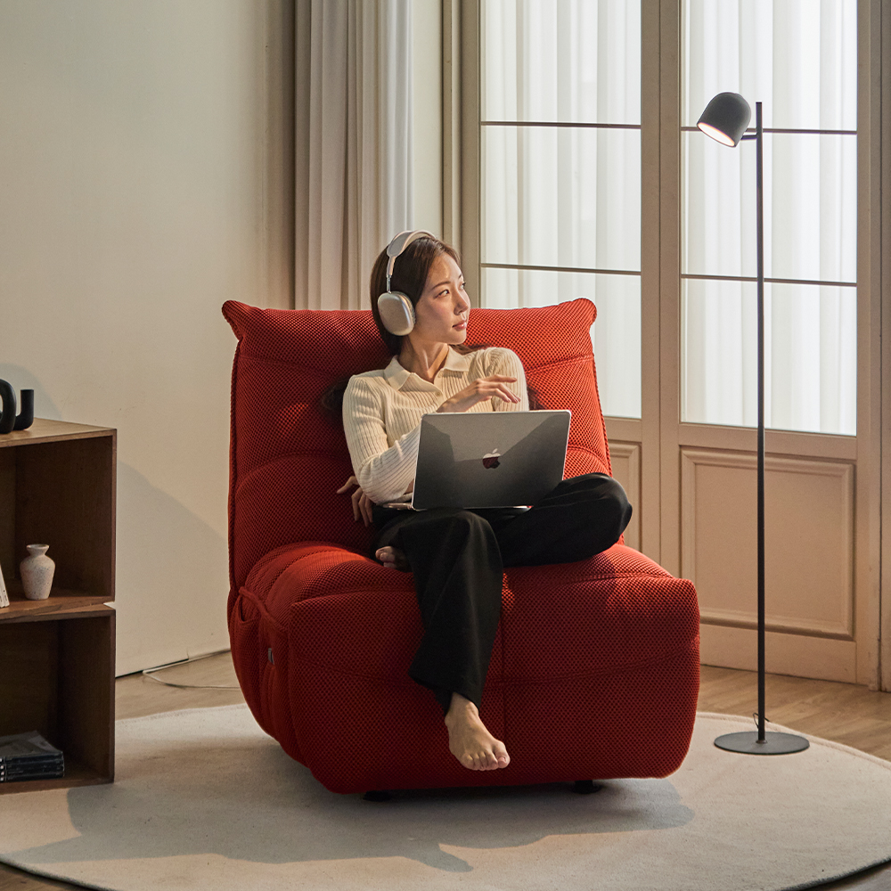 헤르짐머 렌토 전동 리클라이너 흔들의자 패브릭 싱글 소파 스툴미포함, 베이지, 1인용