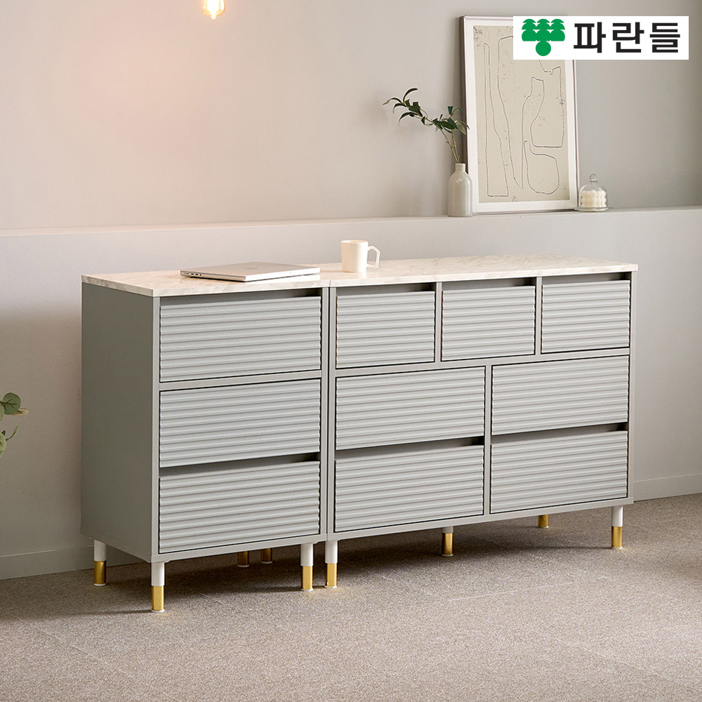 파란들가구 높은다리 템바보드 1500 3단서랍장세트 와이드서랍장 - 상세 이미지 4