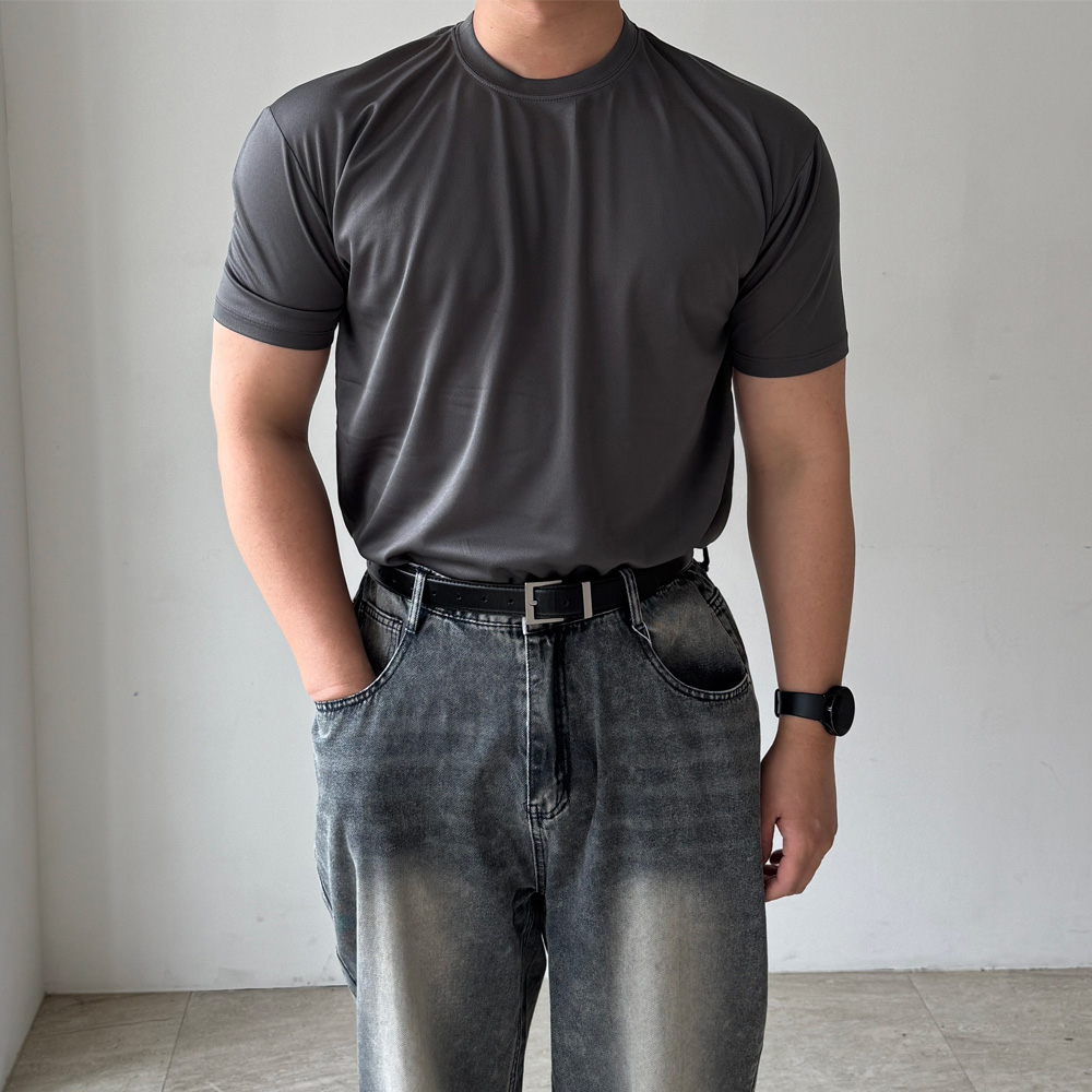 남자 메쉬 머슬핏 반팔 무지 티셔츠