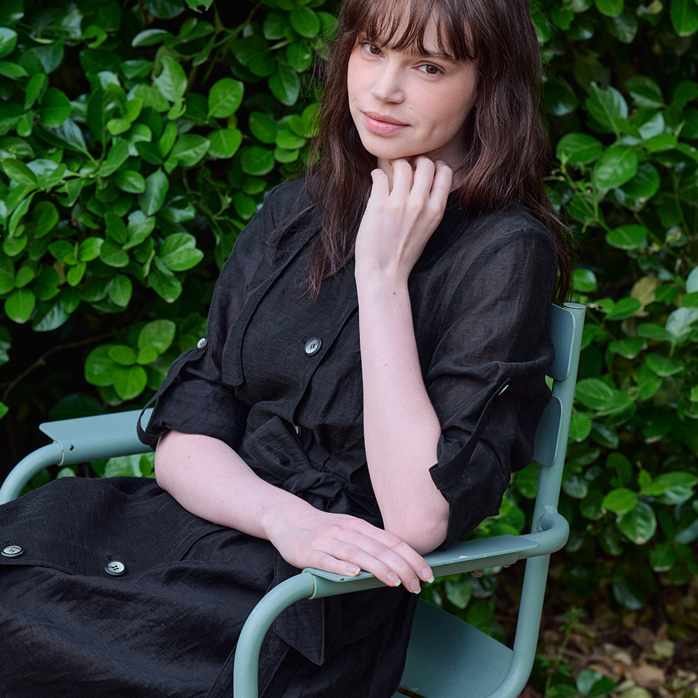 [프릭스 바이 김태훈] 핫섬머 린넨 블렌딩 하이웨이스트 트렌치 드레스_ANTHRACITE-BLCAK [앤트러사이트 블랙] - 상품 이미지