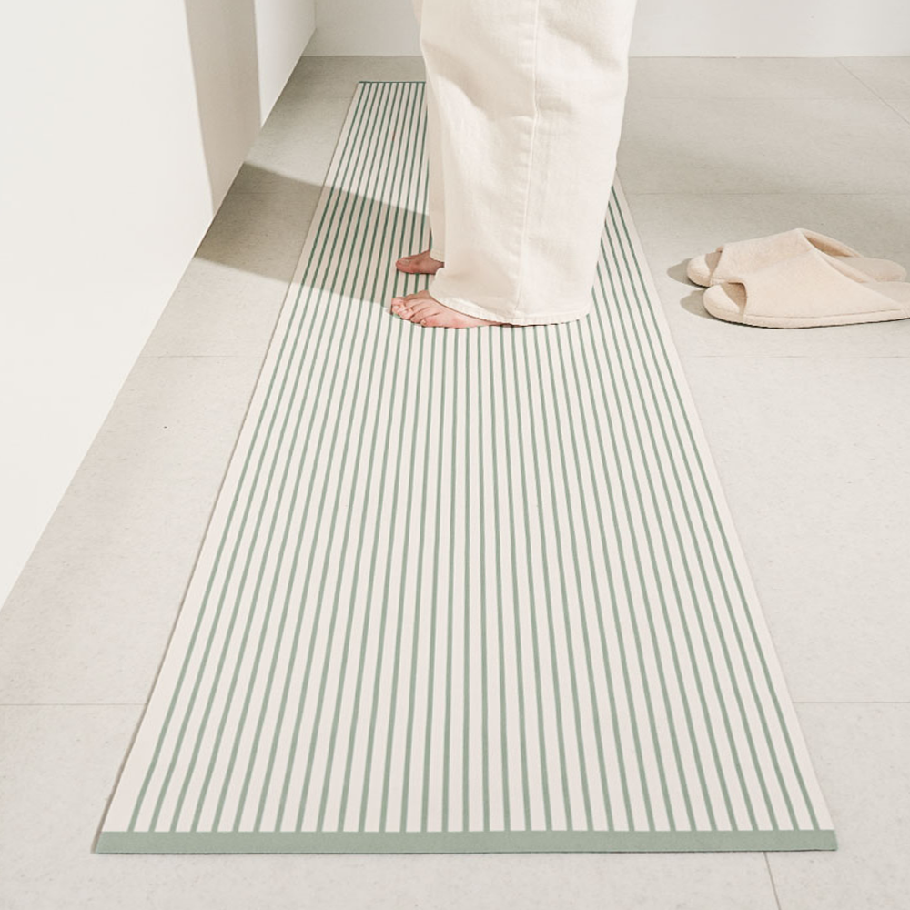 하루의공간 comfy 주방 매트 규조토 발매트 빨아쓰는 욕실 현관 베란다 그린, 45x210cm