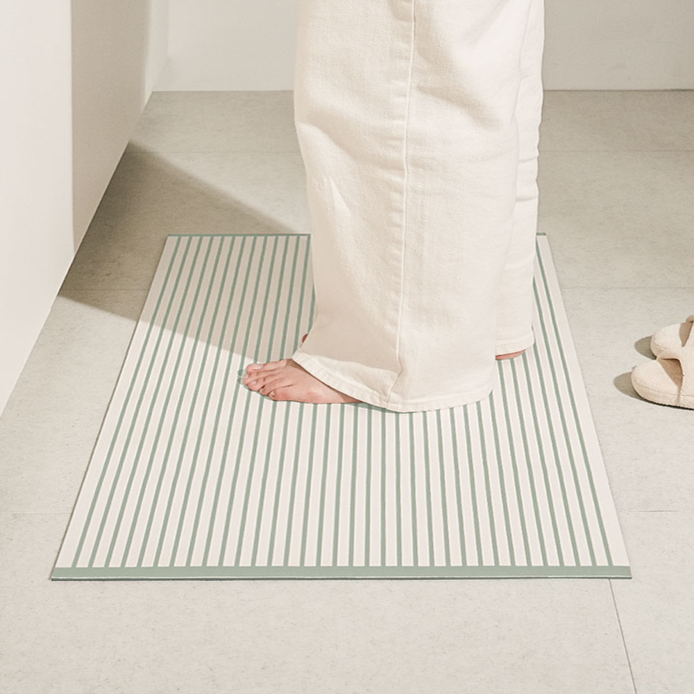 하루의공간 comfy 주방 매트 규조토 발매트 빨아쓰는 욕실 현관 베란다 그린, 45x95cm