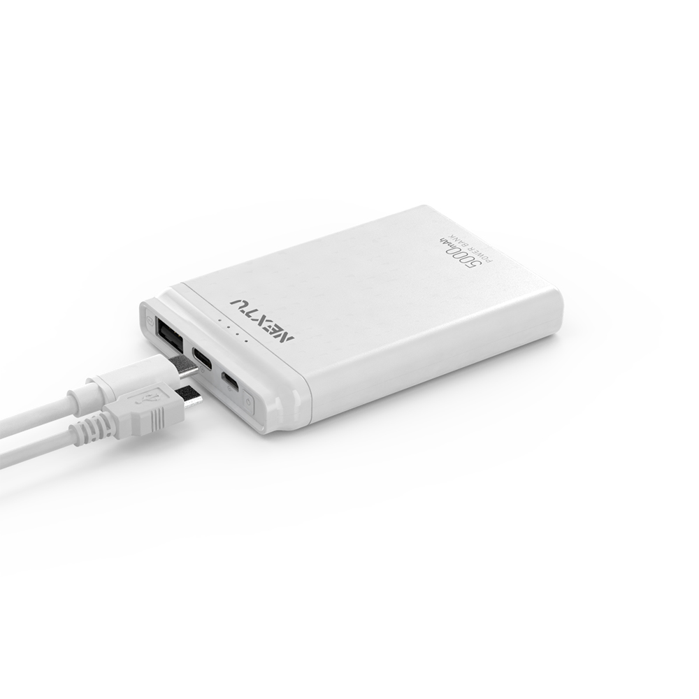 넥스트유 5,000mAh 초소형 휴대용 보조배터리 듀얼충전 5000PB 5000mAh, 화이트 - 상세 이미지 4
