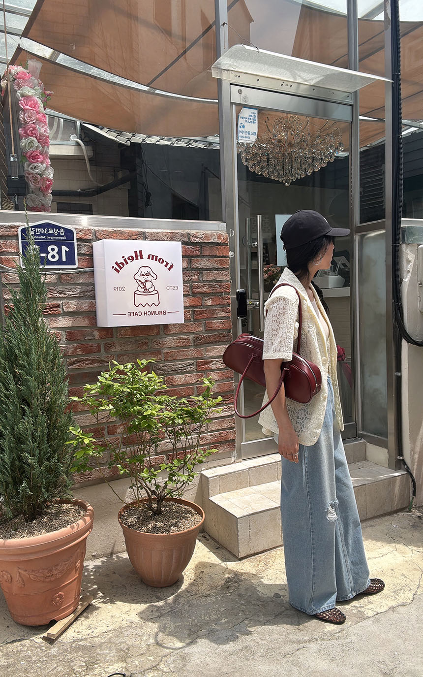 반팔 자켓 레이스 뜨게 펀칭 패드 반팔 자켓 상세 이미지 15
