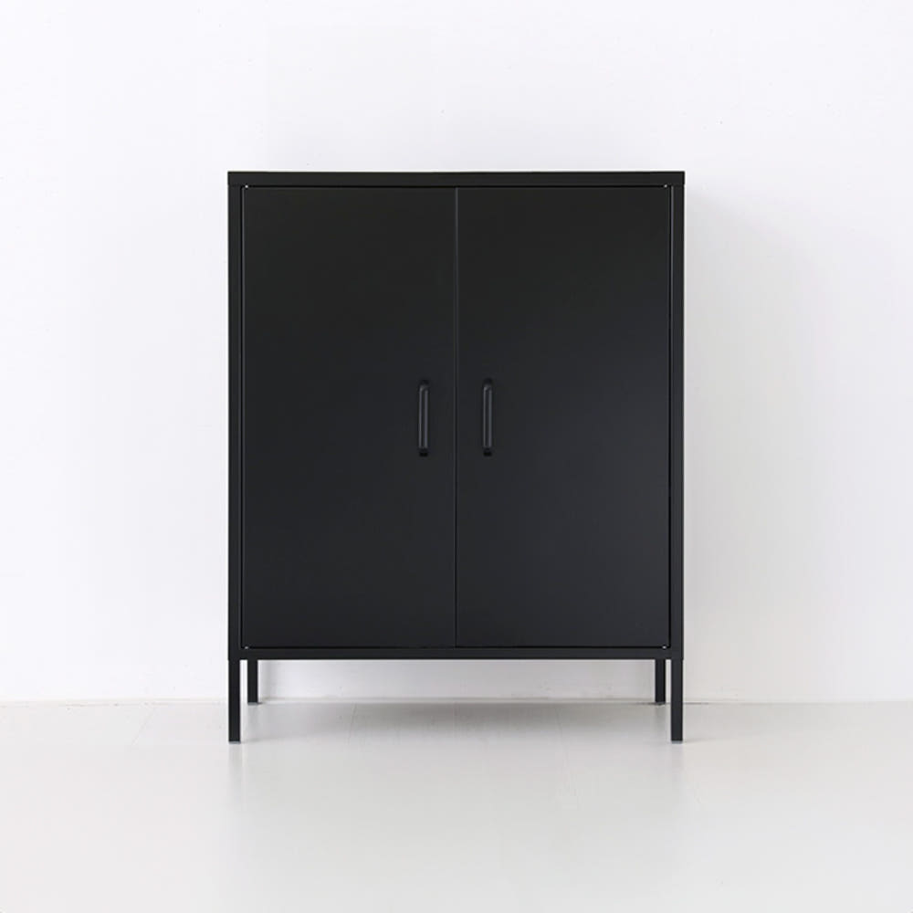 MKB 캐비넷 모던세로중 2문 수납장 8001015 800x400x1015mm, 3단, 블랙 6117.3762 - 상품 이미지