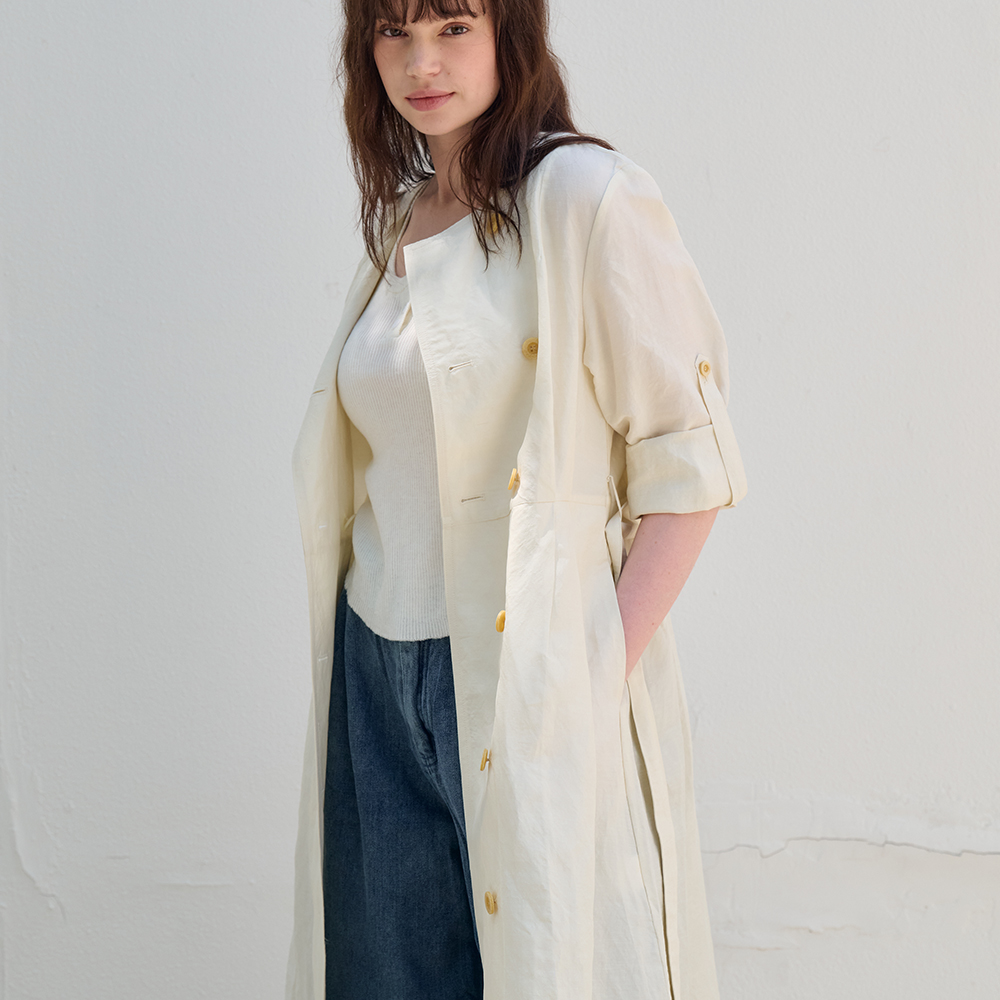[프릭스 바이 김태훈] 핫섬머 린넨 블렌딩 하이웨이스트 트렌치 드레스_WHISPER-WHITE [아이보리] - 상세 이미지 5