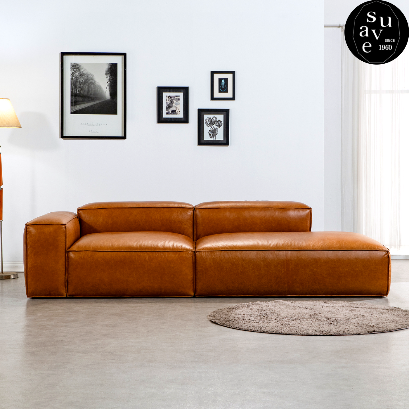 수아브 SE 04 모던 천연 면피 가죽 소파 구스 통가죽 소파