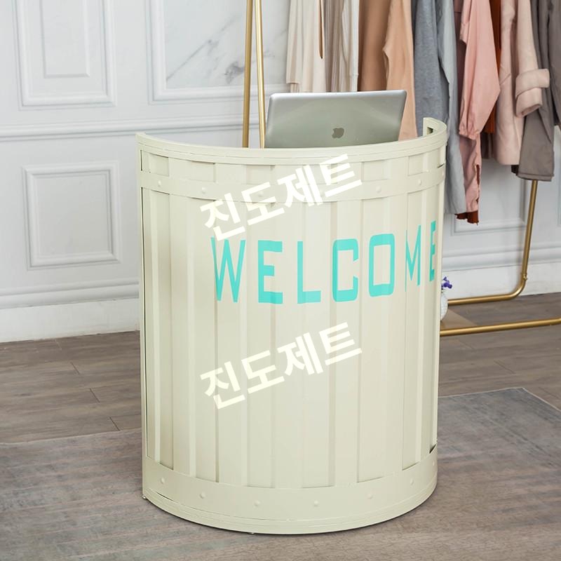 빈티지 카운터 데스크 철제 인포 미용실 계산대 매장 연한 초록색 80x40x95cm - 상세 이미지 5