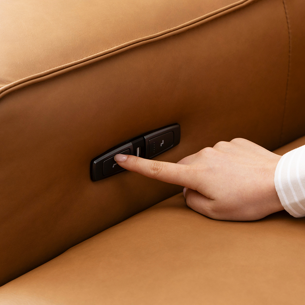 [NEW COLOR] 헤르짐머 메이븐 전동 리클라이너 슬라이드 모션 베드 천연 가죽 소파 스툴미포함, 아이보리, 6인용