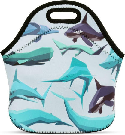 [해외]바이올렛 미스트 귀여운 네오프렌 점심가방 재사용가능한 상어 보온 도시락 시원한 바다 동물 음식 핸드 묶음배송가능