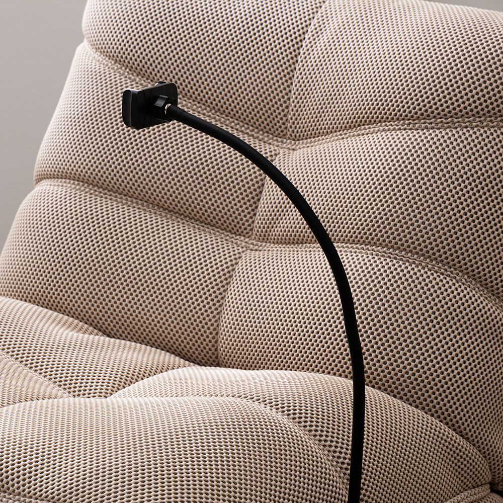 헤르짐머 렌토 전동 리클라이너 흔들의자 패브릭 싱글 소파 스툴미포함, 베이지, 1인용