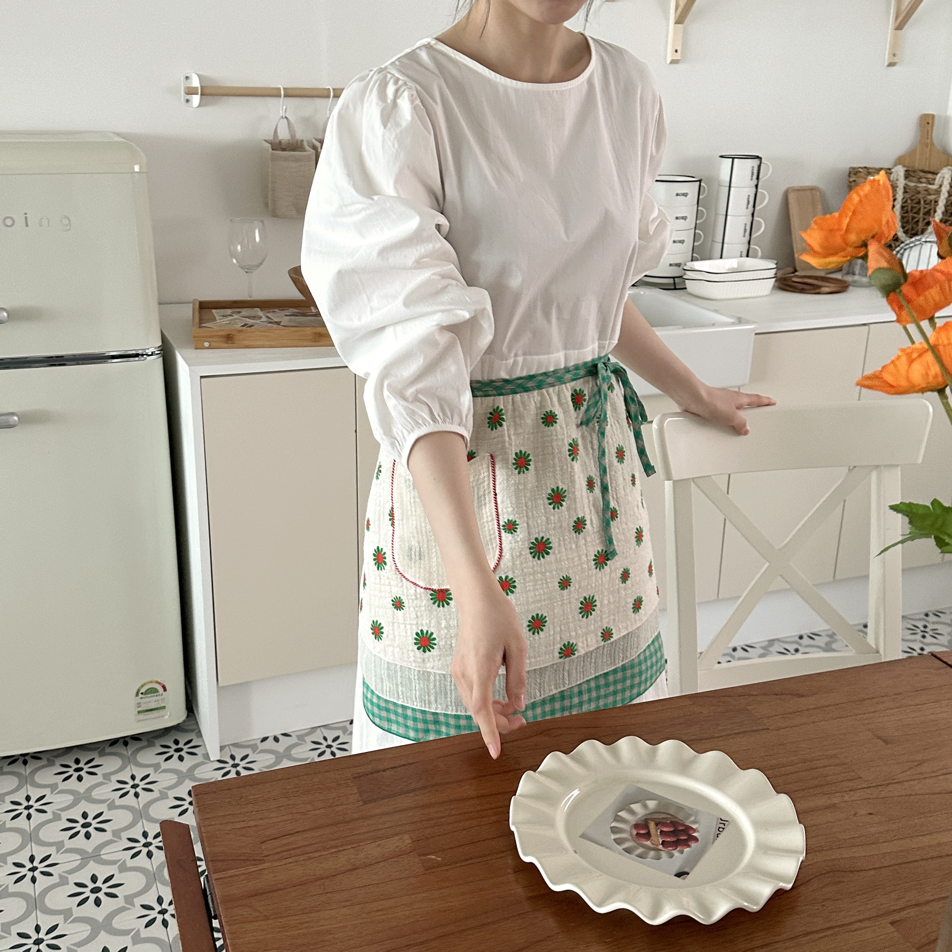국산 허리앞치마 하프앞치마 거즈면 린넨면 예쁜디자인 이미지 6