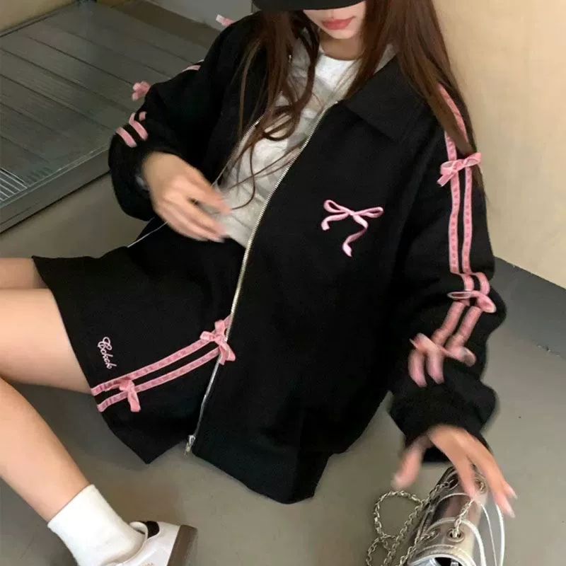 발레코어룩 리본 트레이닝복 전참시 바지 발레코어 하의 와이드 여성 츄리닝 팬츠 지뢰계 멘헤라 - 상세 이미지 2