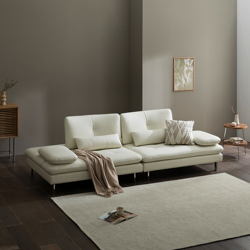 헤르짐머 몰드 3인용 이태리 천연 통 가죽 스윙소파