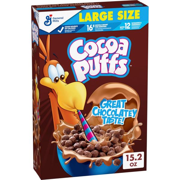 Cocoa Puffs 시리얼 코코아 퍼프 초콜릿 맛 아침 통곡물로 만들어짐 대형 사이즈 15.2온스 15.2 온스 (1개 묶음) : 두우달은