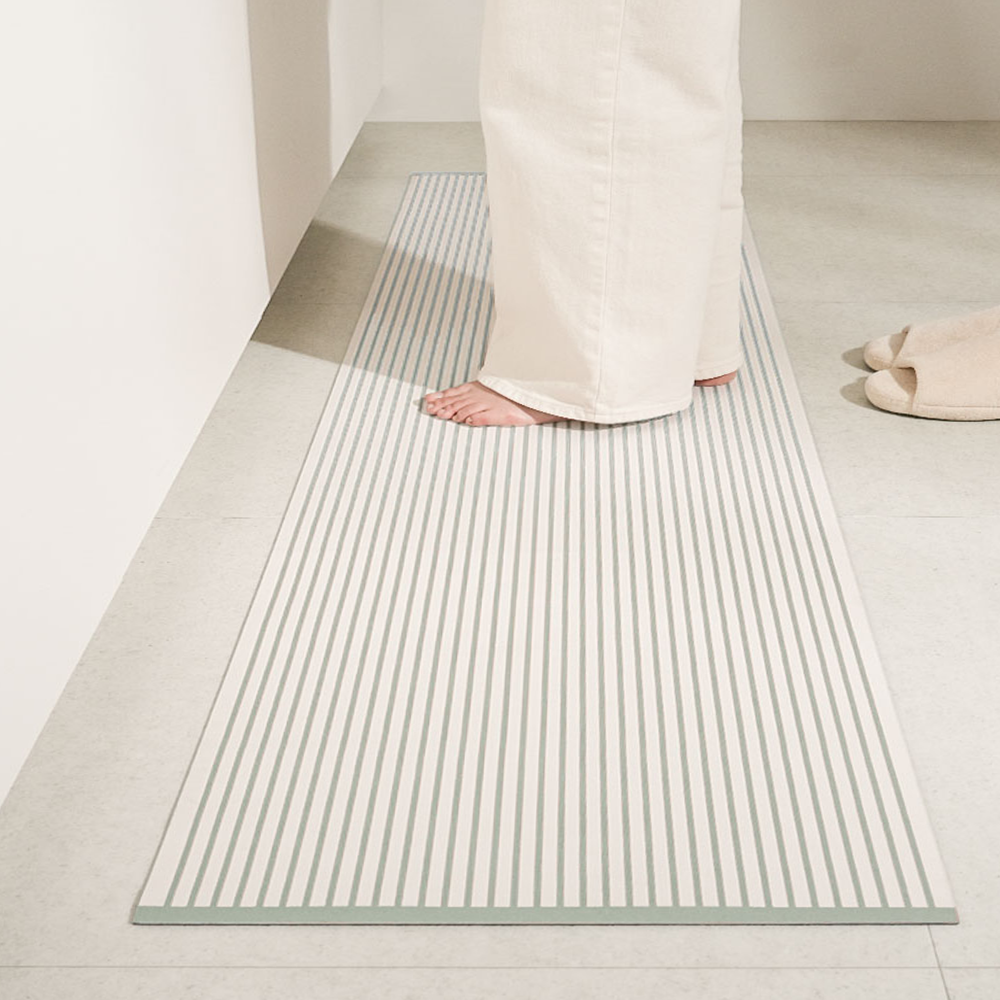 하루의공간 comfy 주방 매트 규조토 발매트 빨아쓰는 욕실 현관 베란다 그린, 45x180cm