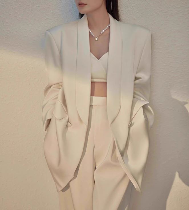 여성정장 자켓 바지세트 화이트 웨딩수트 투피스 여자셋업 여자세미정장