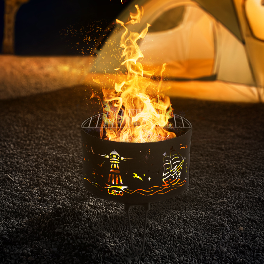 레토 감성 캠핑 화로대 조리킷제공 불멍 바베큐그릴 접이식 원통형 LCP-SB06