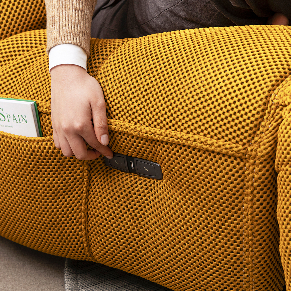 헤르짐머 렌토 전동 리클라이너 흔들의자 패브릭 싱글 소파 스툴미포함, 베이지, 1인용