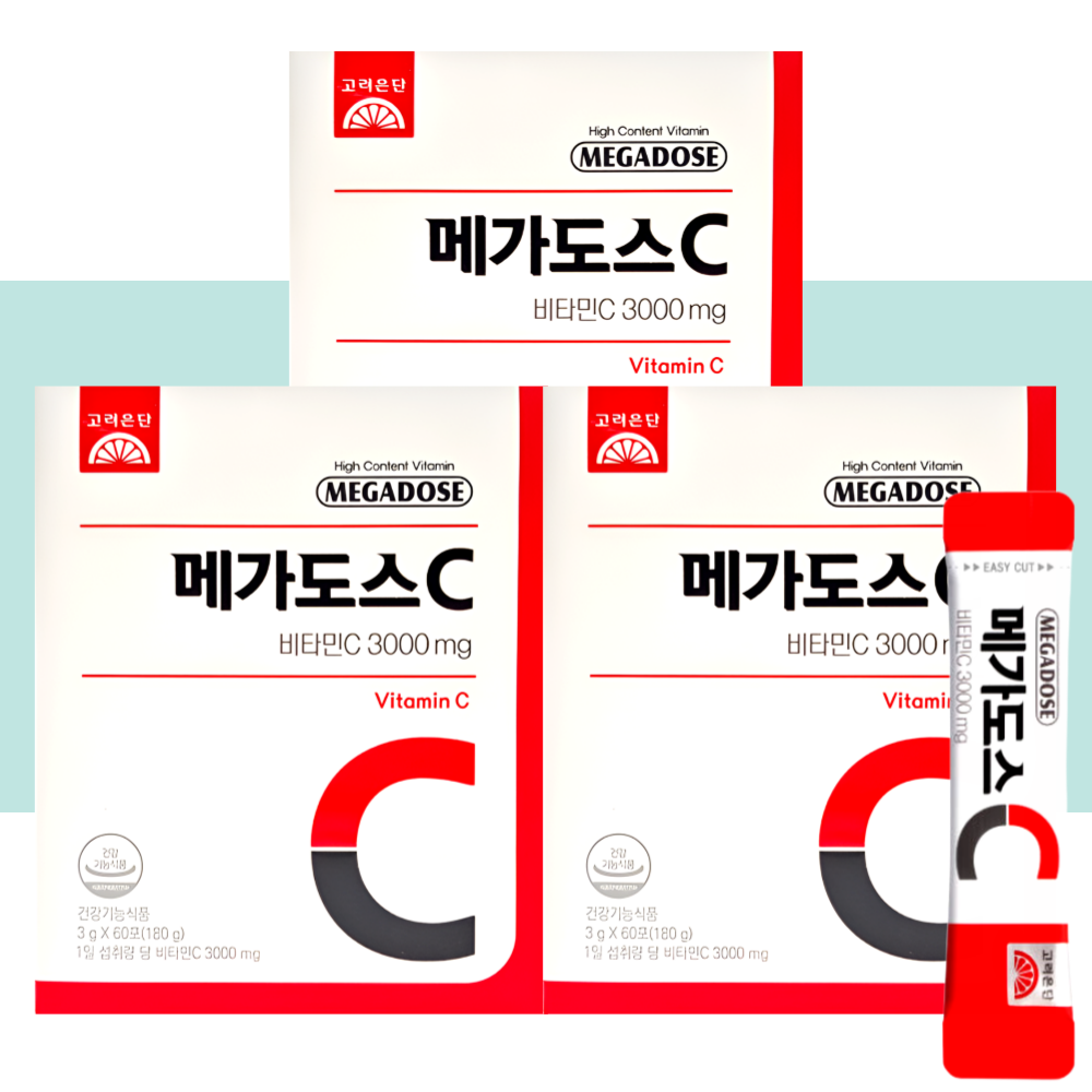 고려은단 메가도스 3000 비타민C 가루 비타민씨 60포X3박스 - 상품 이미지