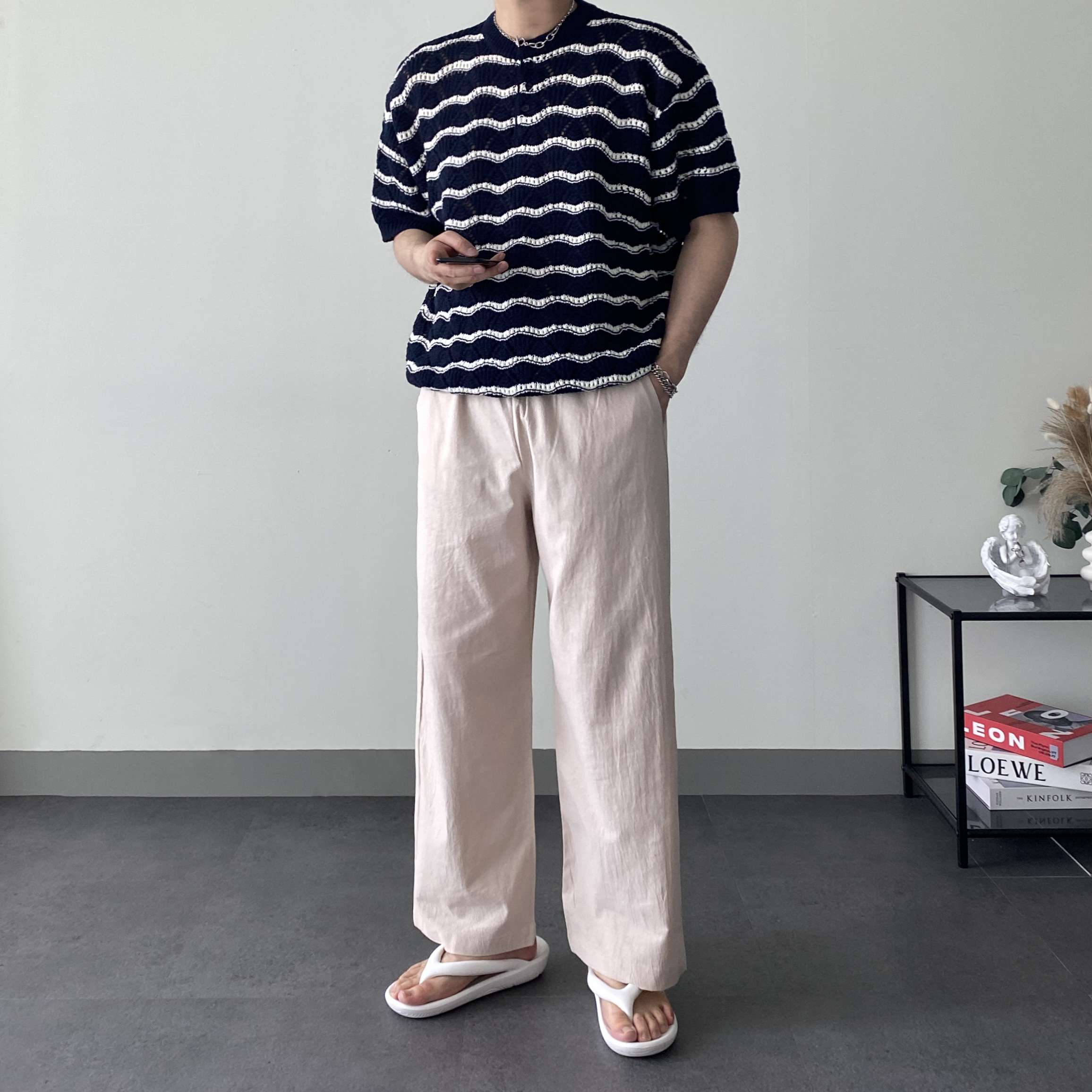 1+1 남자린넨바지 남자와이드팬츠 남자여름슬랙스 - 상세 이미지 4