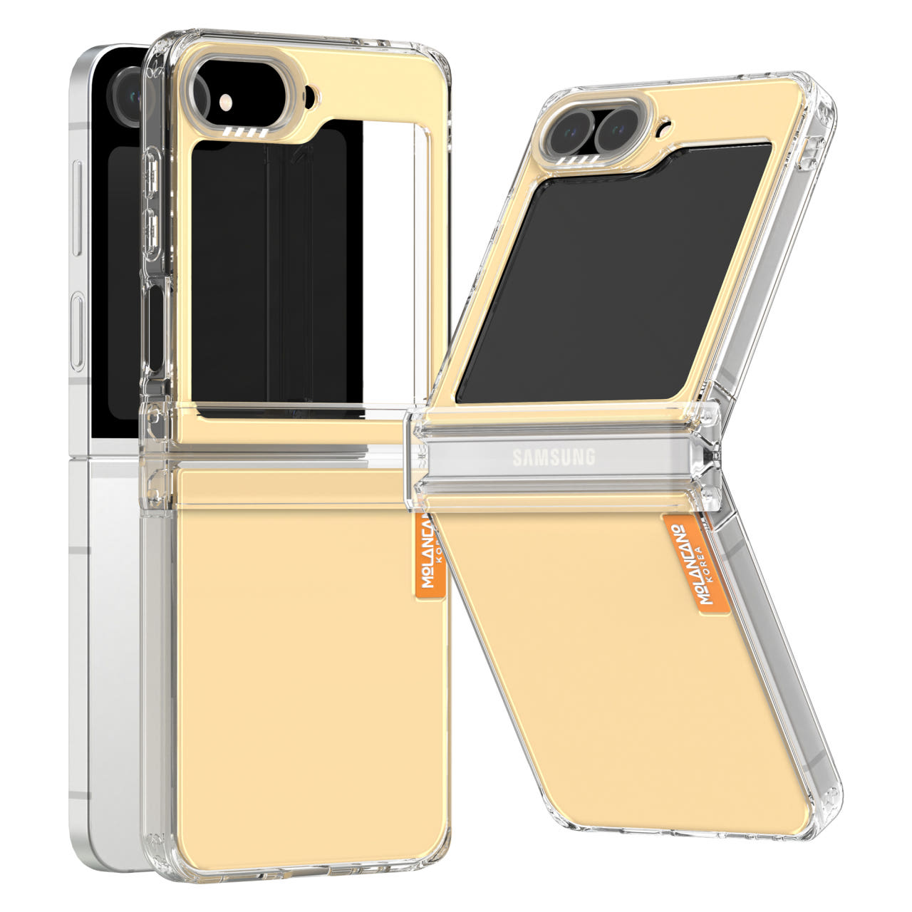 갤럭시 Z플립5 크리스탈 컬러 힌지 보호 젤하드 휴대폰 케이스 아이보리