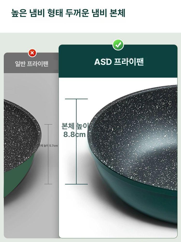 스톤 프라이팬 인덕션팬 스톤팬 볶음팬 튀김팬 가정용팬 미니팬 후라이팬세트 28CM 무뚜껑나무 주걱 - 상세 이미지 3
