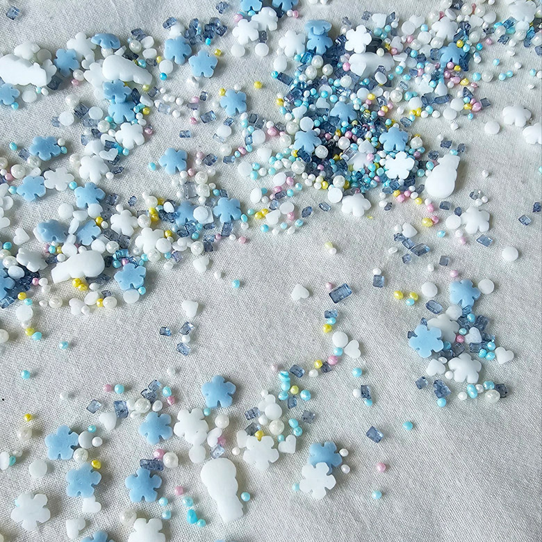 스프링클 겨울동화 셰이프 100g 베이킹 슈가 레인보우 꾸미기재료 케이크토핑 케이크데코