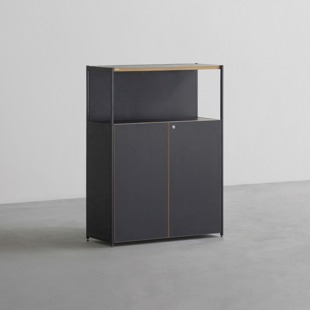 데스커 800폭 철제책장 수납형(잠금장치형) 800x1061x320mm, 3단, 빈티지블랙 - 상품 이미지