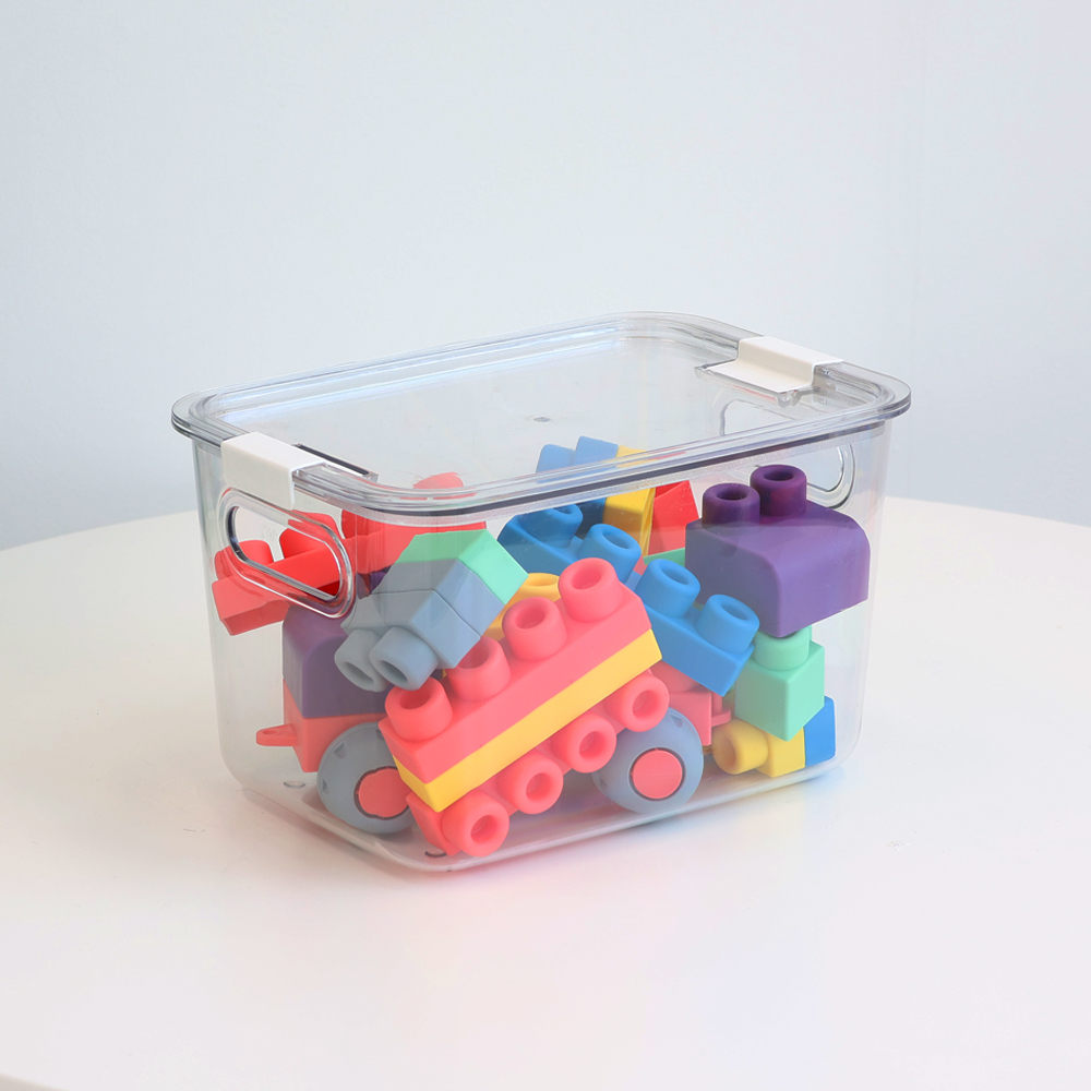 생각하는집 투명 장난감 정리함 보관함 바구니 블럭 아기 기저귀 옷 높은형 손잡이 O 소